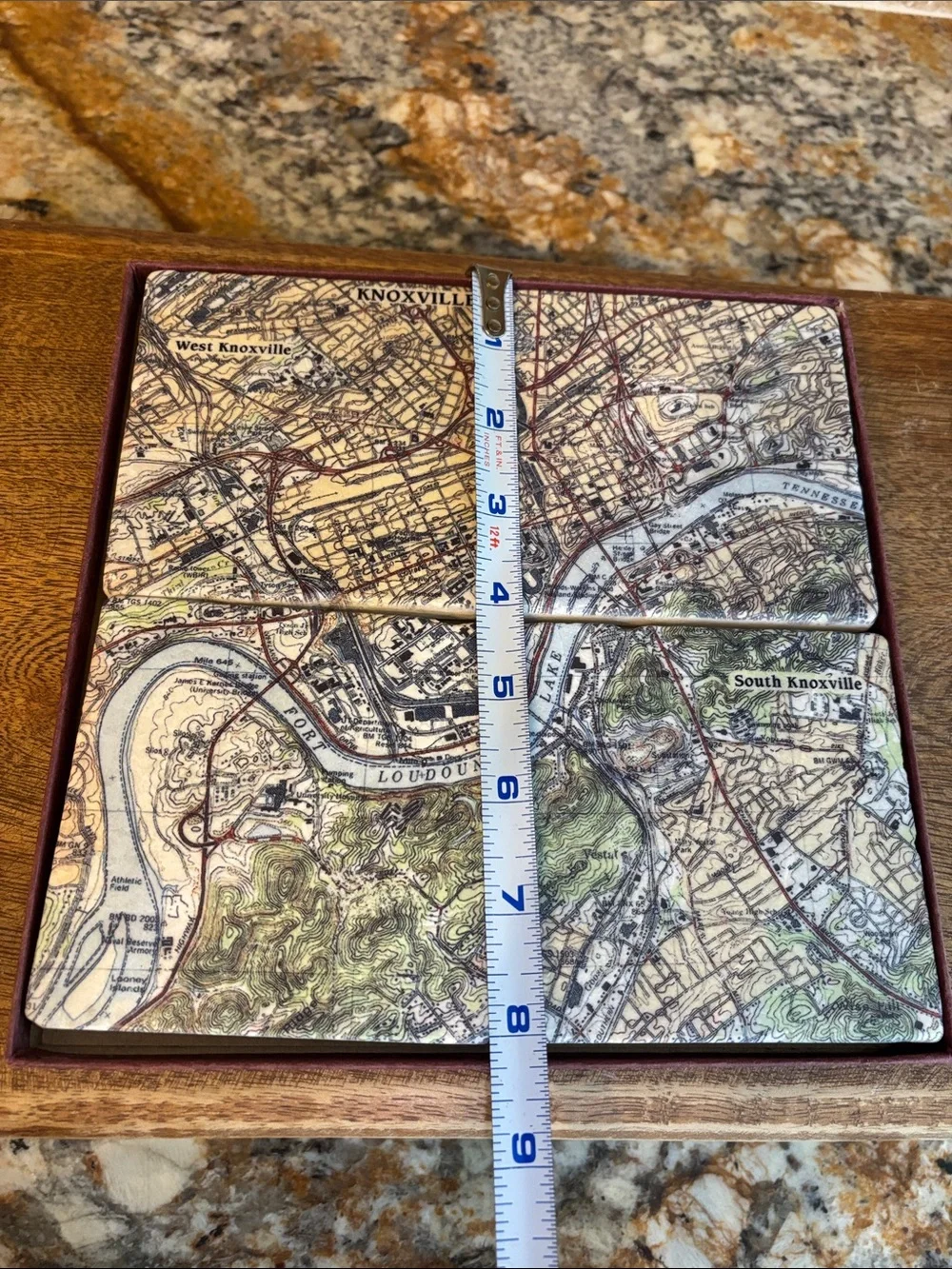 Knoxville Map Coaster Set - Vintage City Map Design - Set of 4